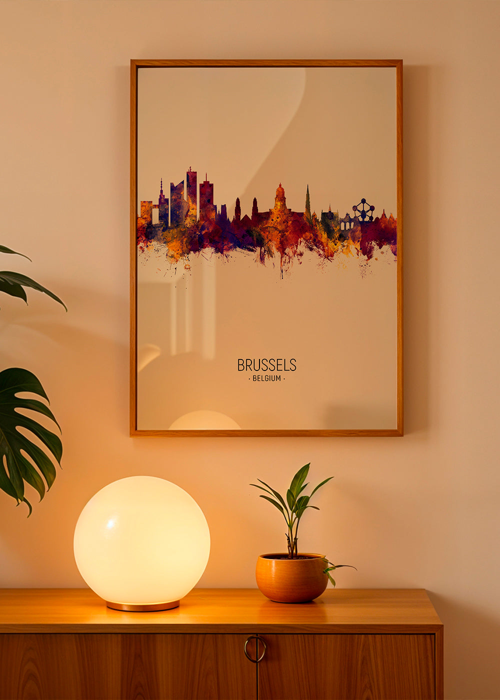 Plakat miasta Bruksela sylwetka akwarela
