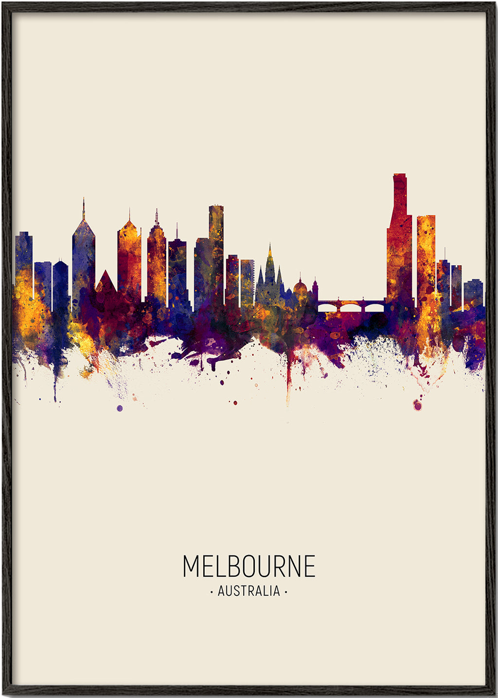 Plakat miasta Melbourne akwarela