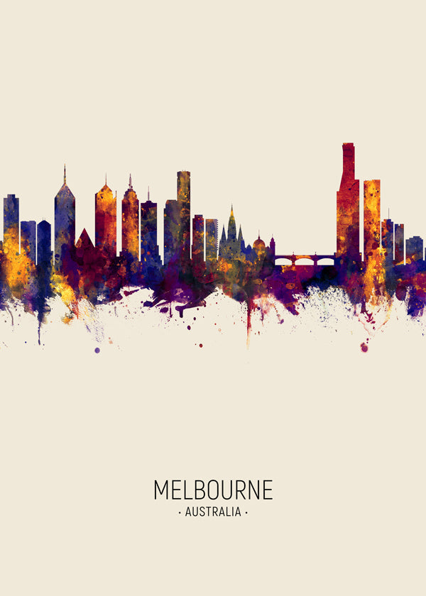 Plakat miasta Melbourne akwarela