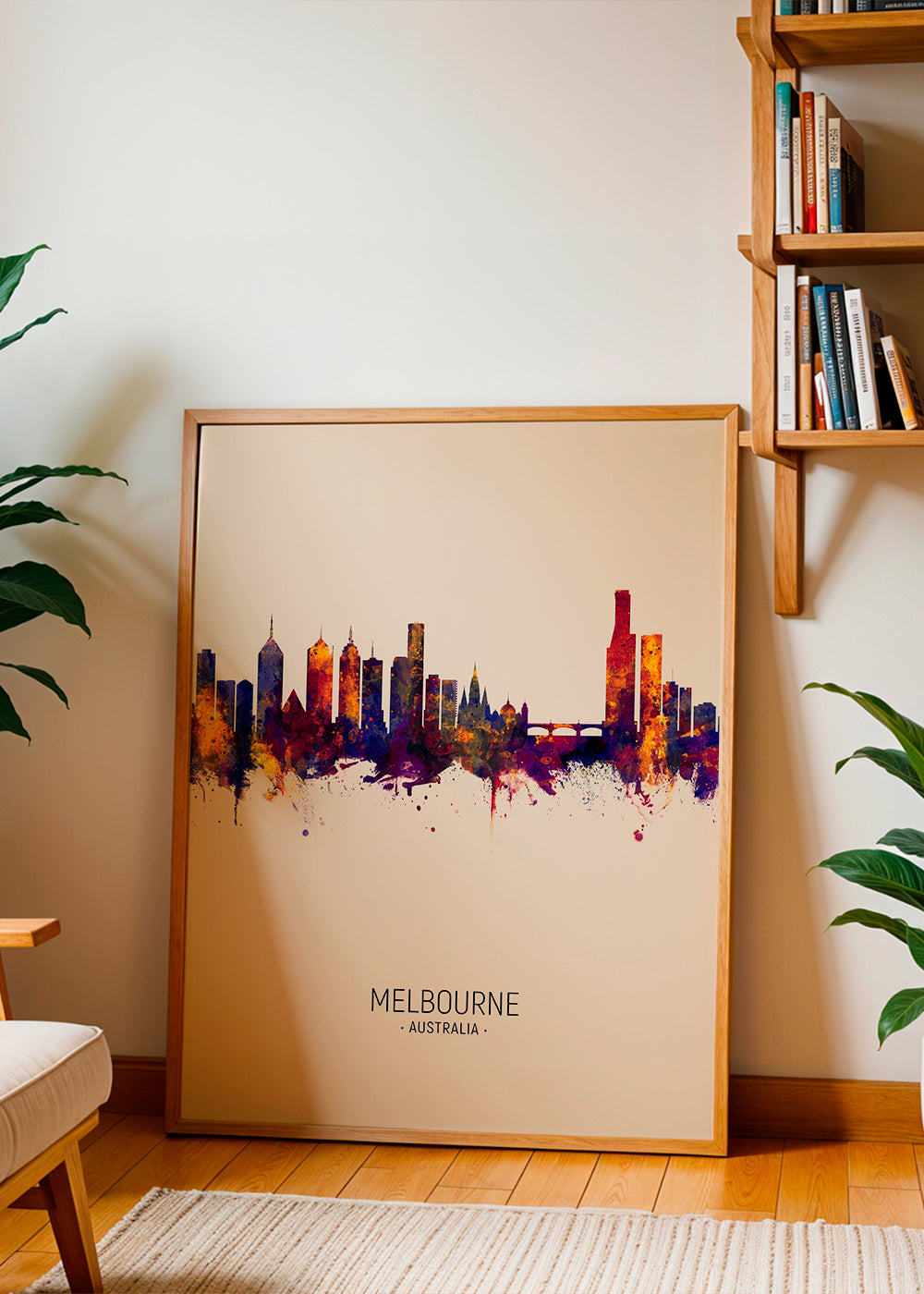 Plakat miasta Melbourne akwarela