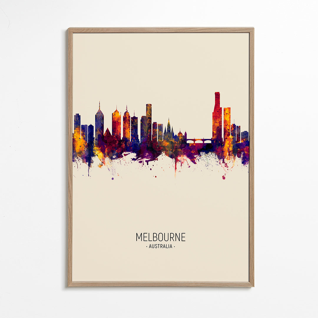 Plakat miasta Melbourne akwarela