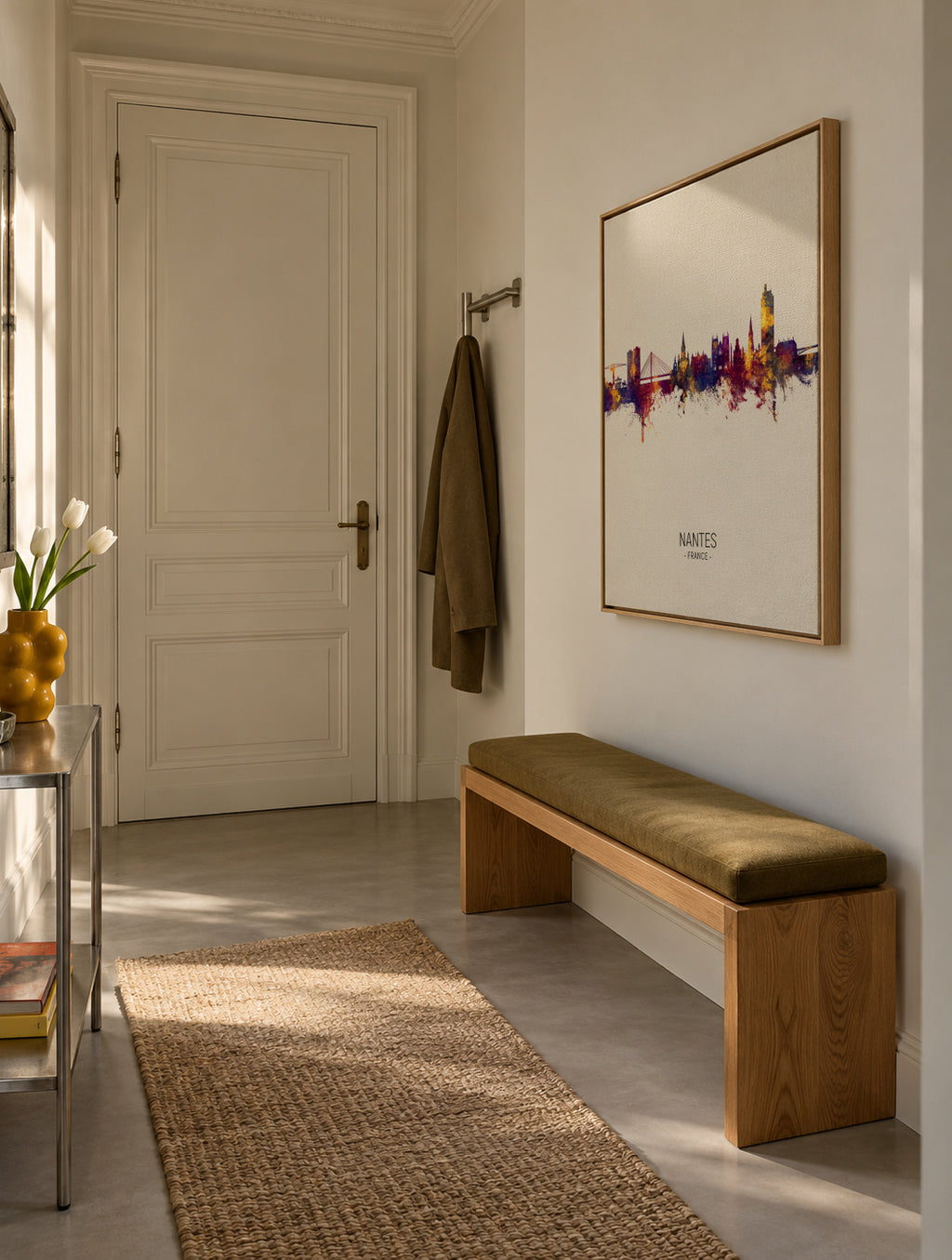 Nantes Skyline beige - Framed canvas in an interior