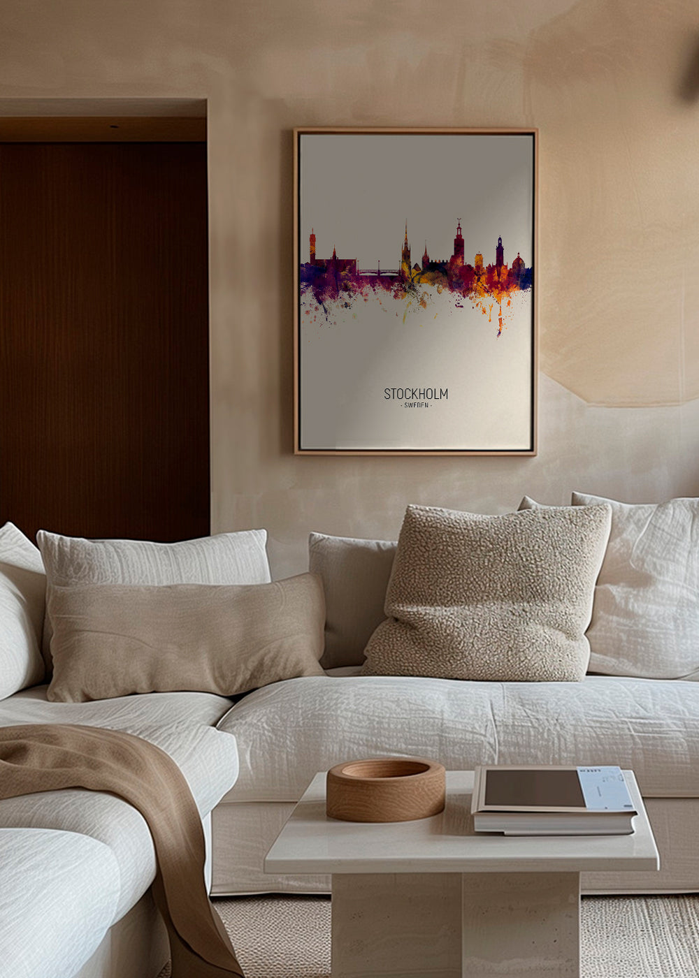 Plakat podróżniczy Stockholm panorama akwarela