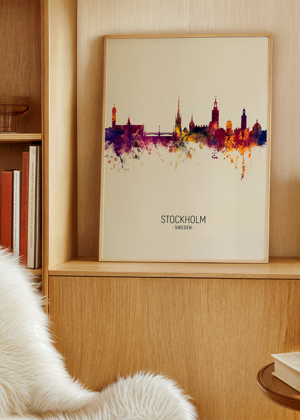 Plakat podróżniczy Stockholm panorama akwarela
