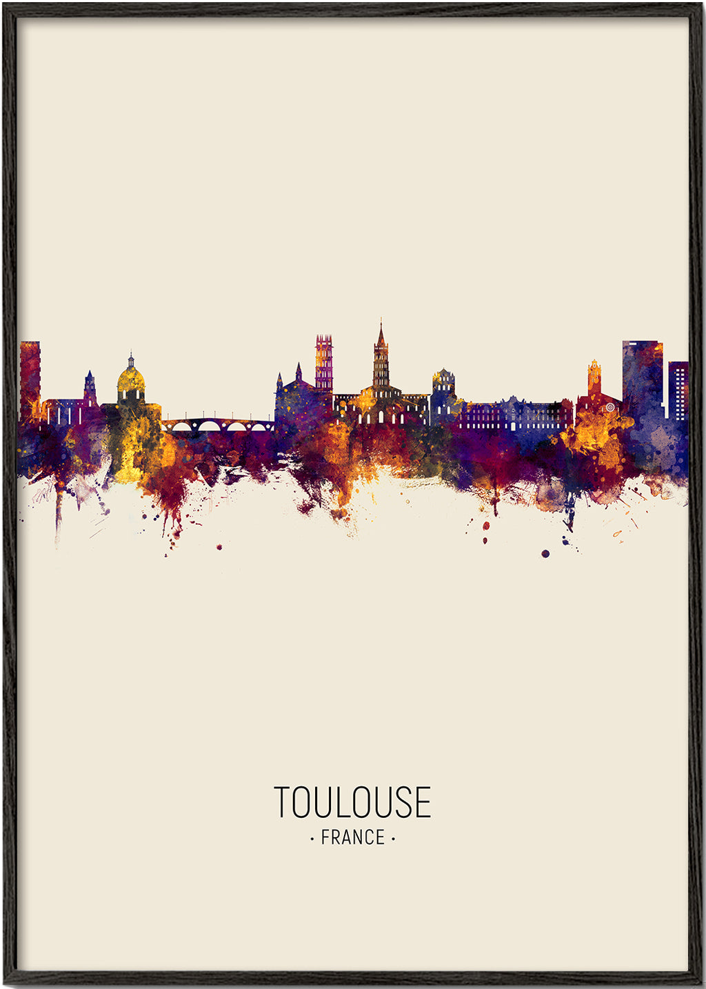 Plakat miasta Toulouse akwarela
