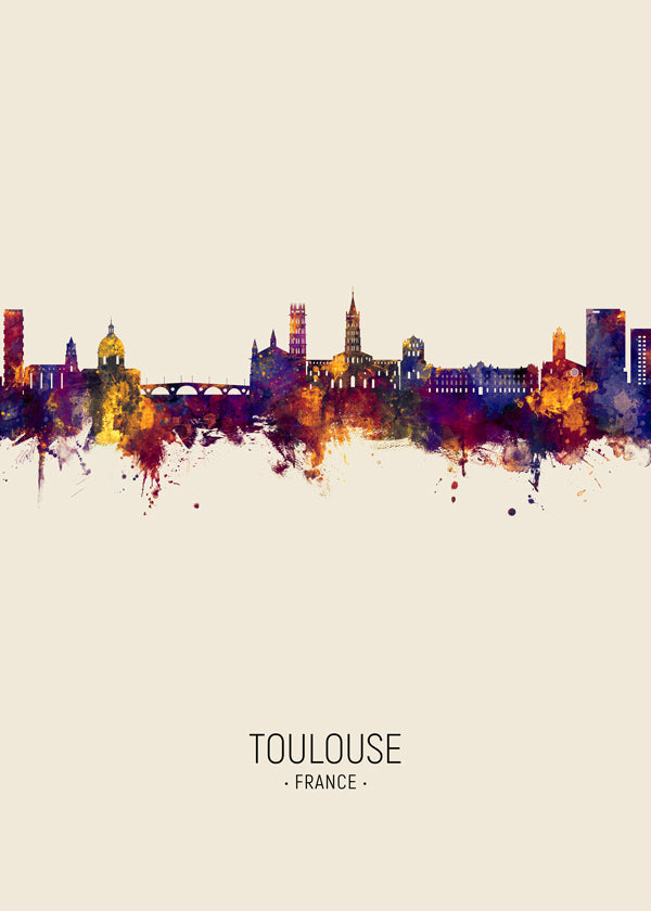 Plakat miasta Toulouse akwarela