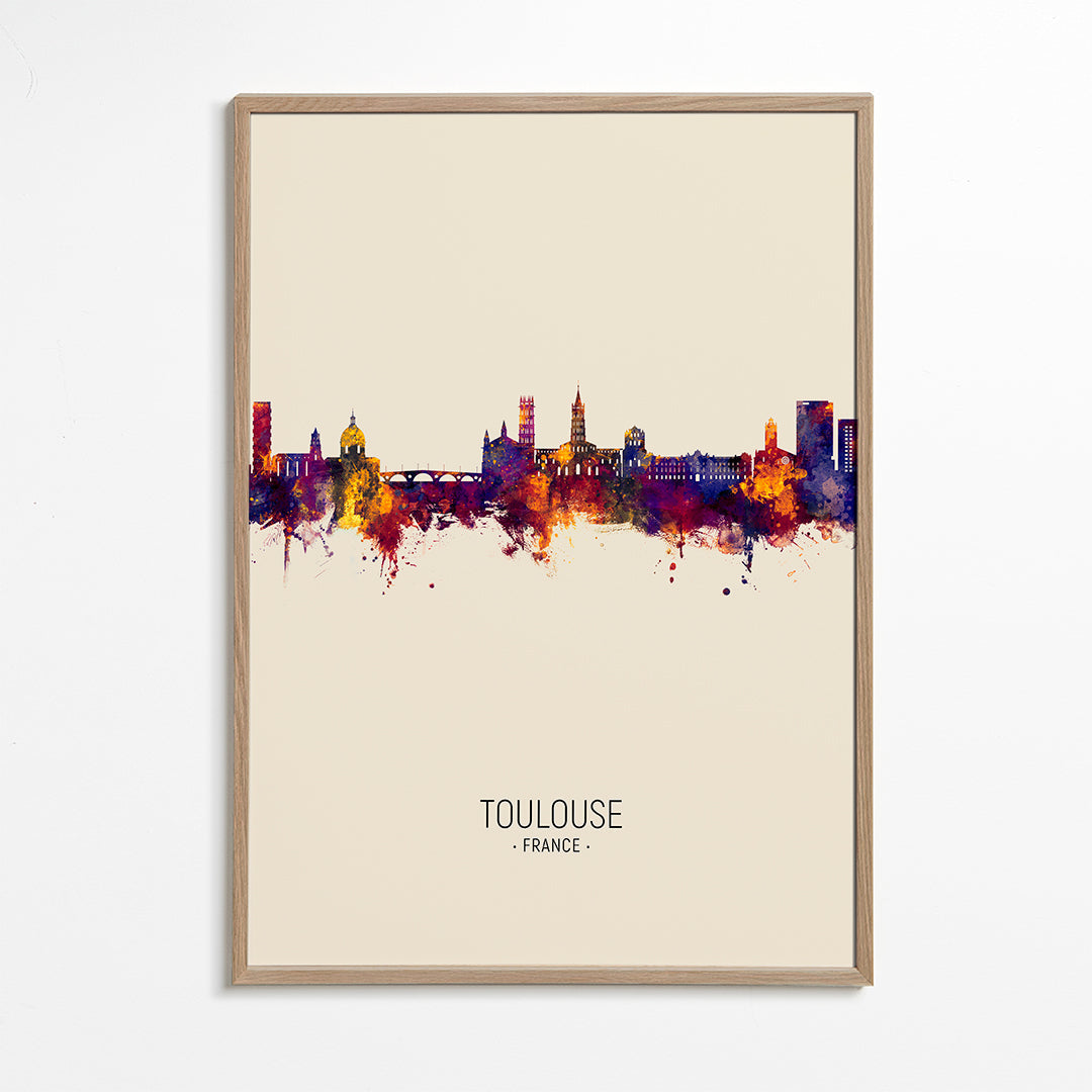 Plakat miasta Toulouse akwarela