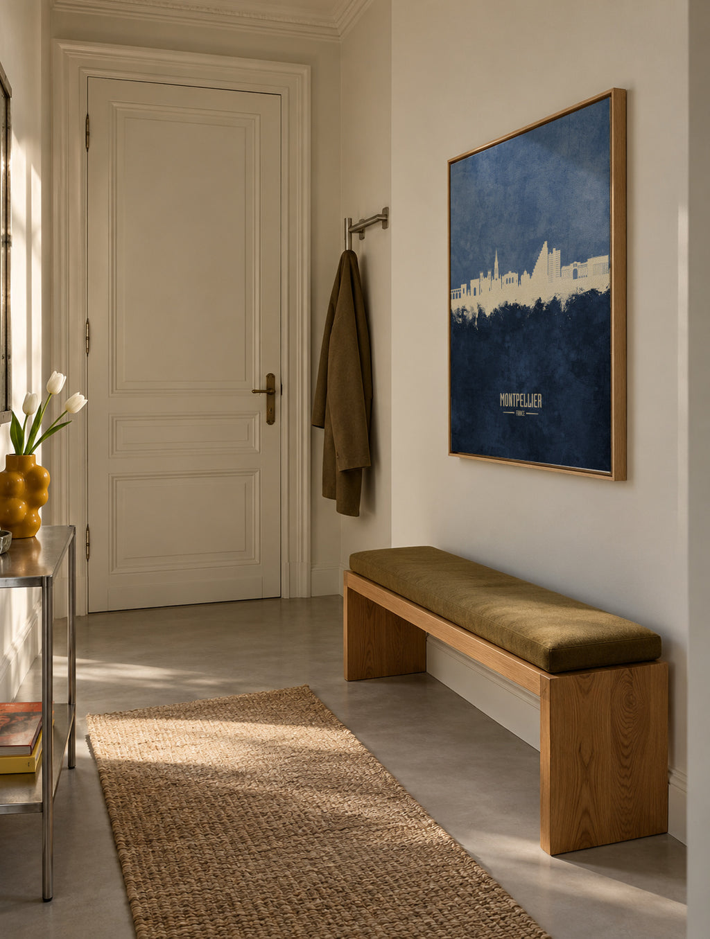 Montpellier Skyline azul - Framed canvas in an interior