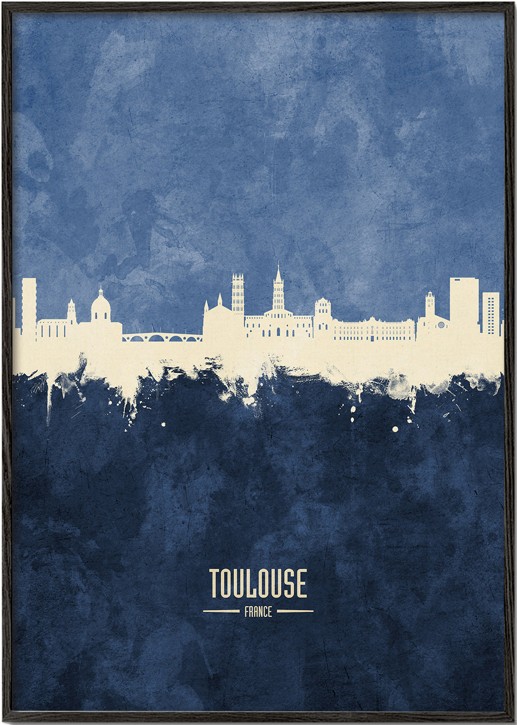 Plakat podróżniczy Toulouse skyline niebieski