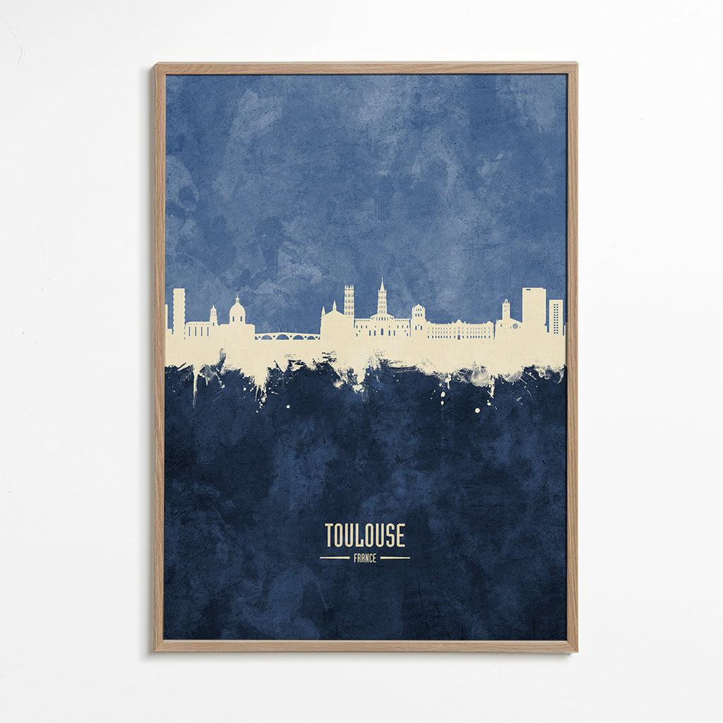 Plakat podróżniczy Toulouse skyline niebieski
