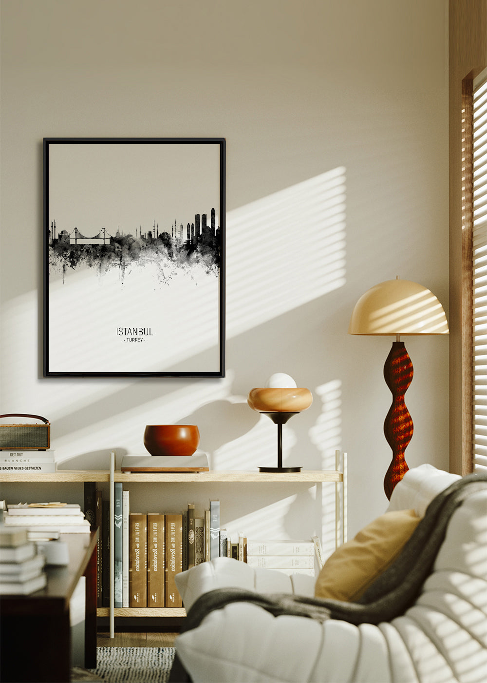 Plakat podróżniczy: Panorama Stambułu w tuszu