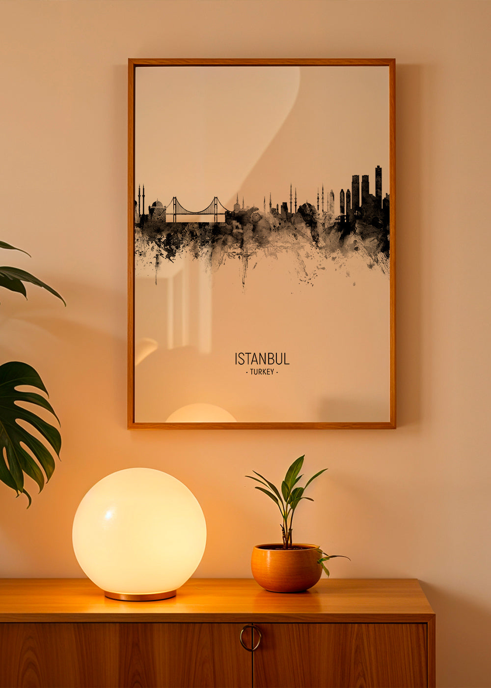 Plakat podróżniczy: Panorama Stambułu w tuszu