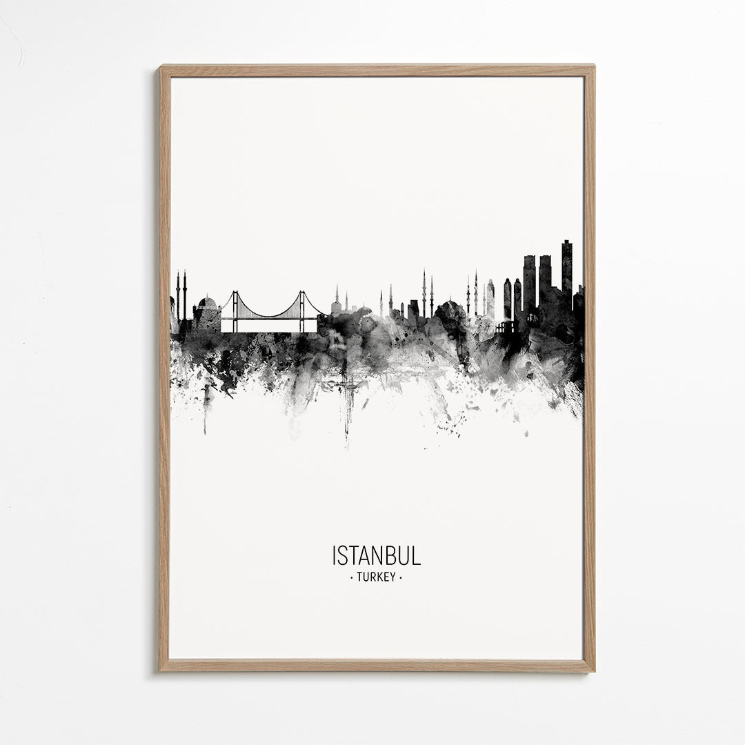 Plakat podróżniczy: Panorama Stambułu w tuszu