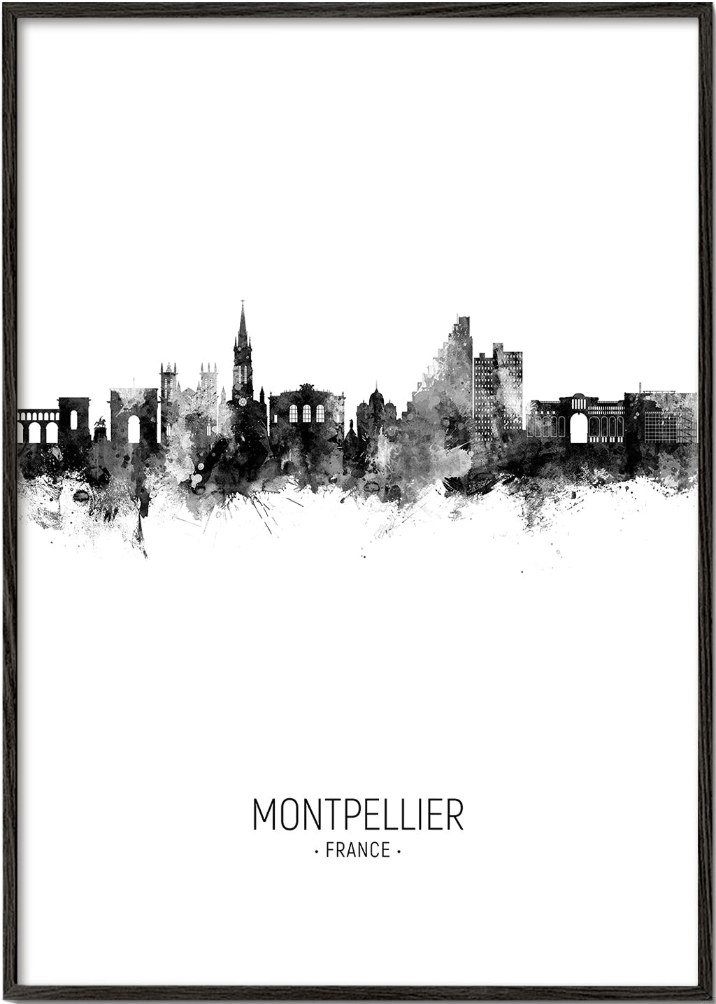 Plakat podróżniczy Montpellier skyline atrament