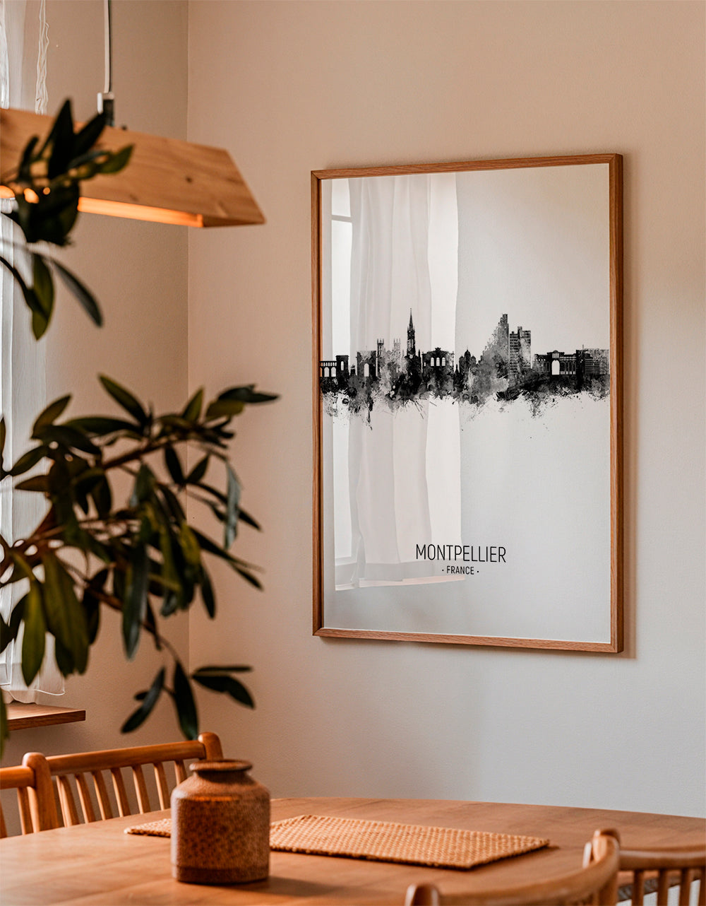 Plakat podróżniczy Montpellier skyline atrament
