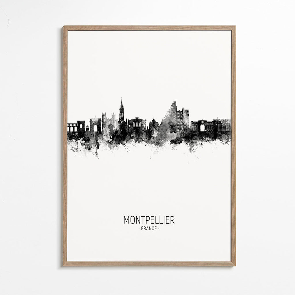 Plakat podróżniczy Montpellier skyline atrament