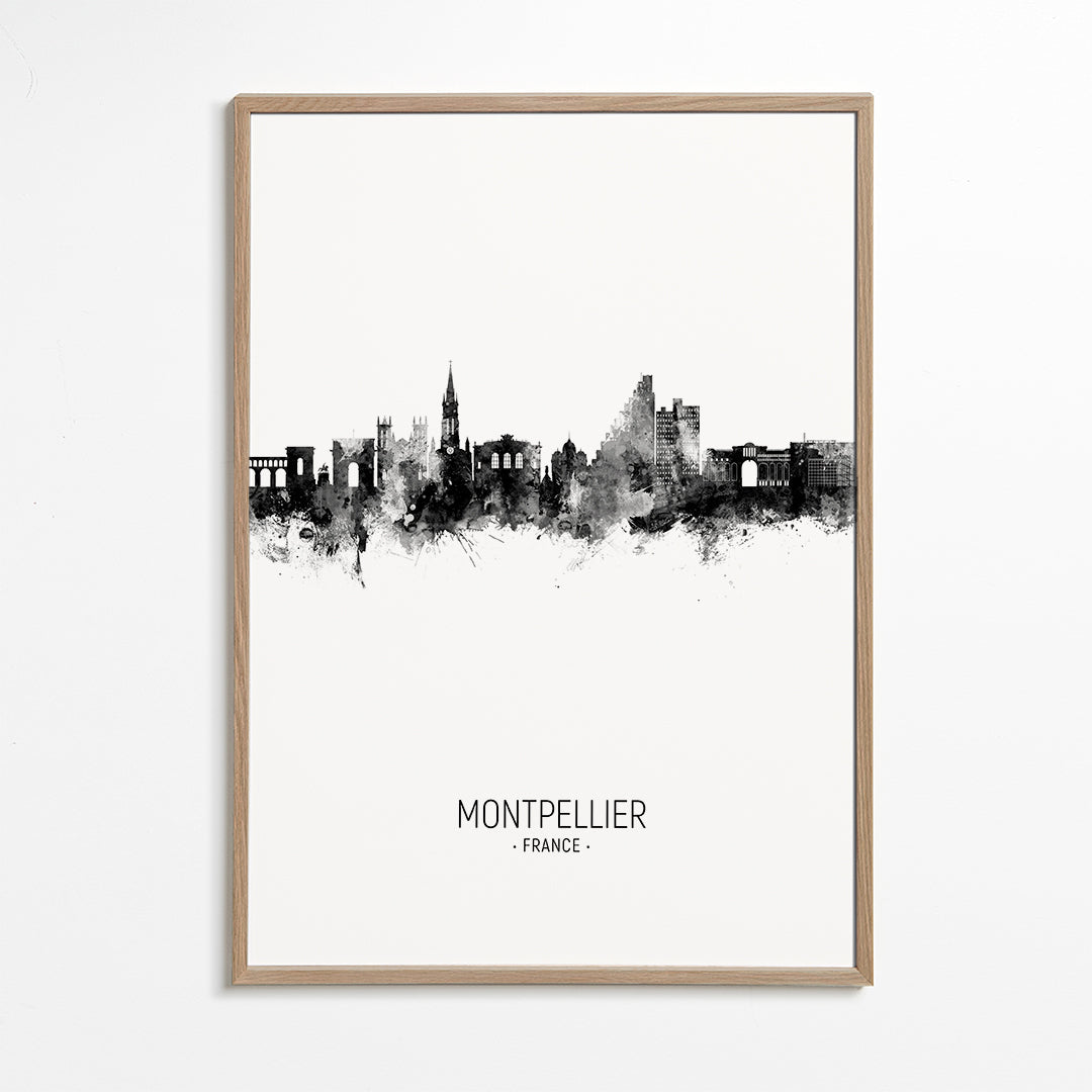 Plakat podróżniczy Montpellier skyline atrament