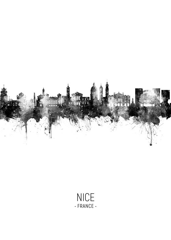 Cuadro de ciudades Nice w czerni i bieli