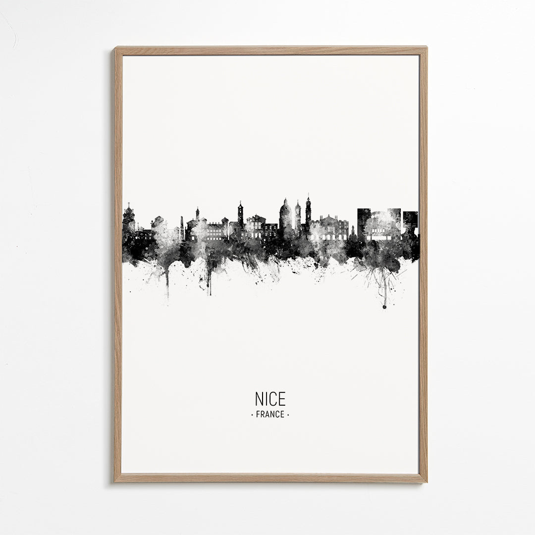 Cuadro de ciudades Nice w czerni i bieli