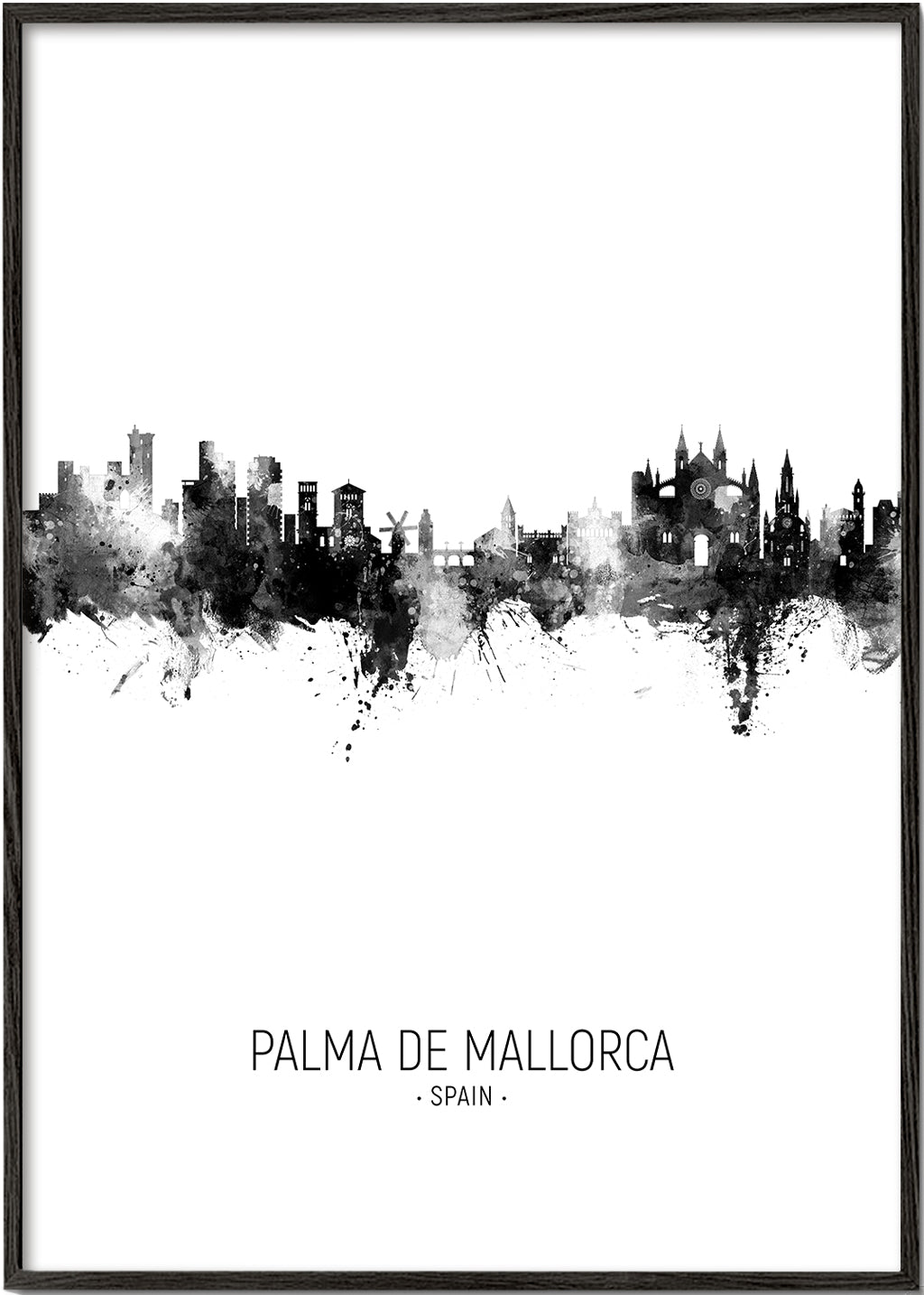 Sztuka miasta Palma de Mallorca sylwetka w tuszu