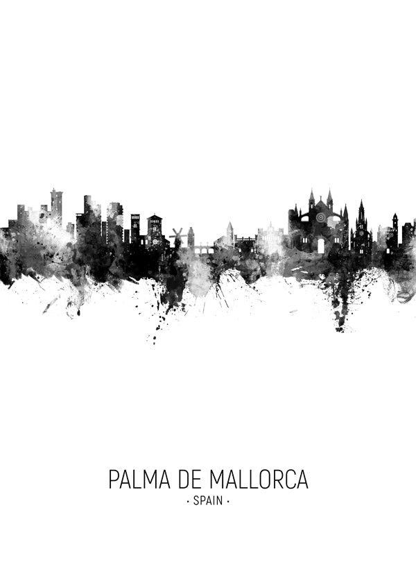 Sztuka miasta Palma de Mallorca sylwetka w tuszu
