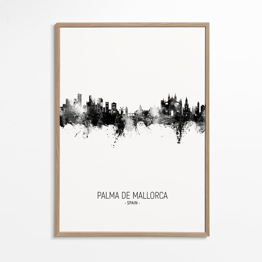 Sztuka miasta Palma de Mallorca sylwetka w tuszu