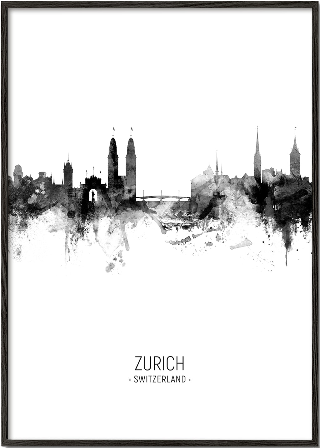 Sztuka do miast Skyline Zurych w tuszu