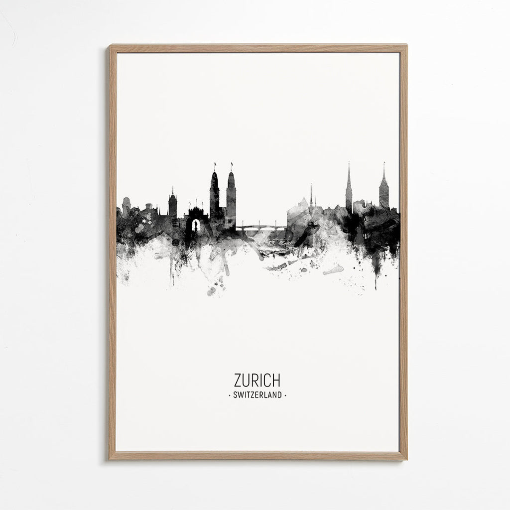 Sztuka do miast Skyline Zurych w tuszu