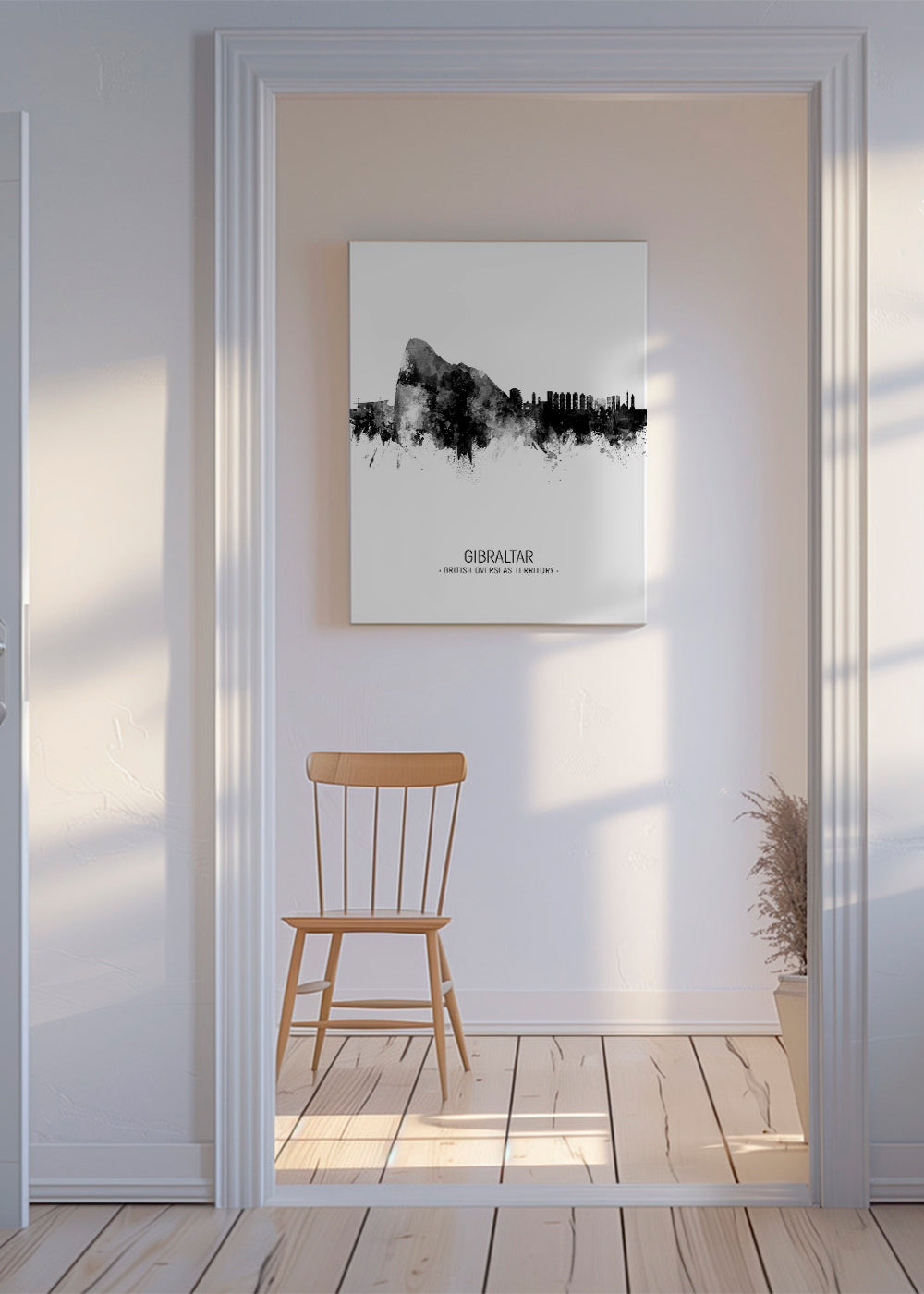 Sztuka do kuchni Gibraltar sylwetka monochromatyczna