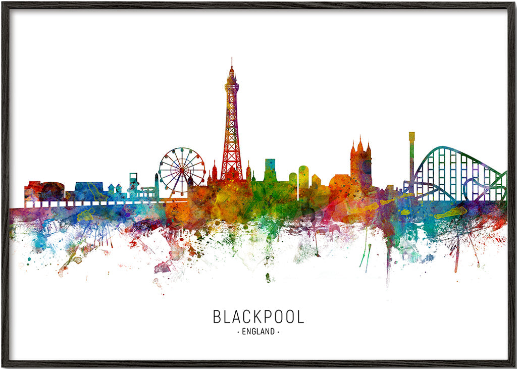 Plakat Blackpool akwarela wielokolorowy