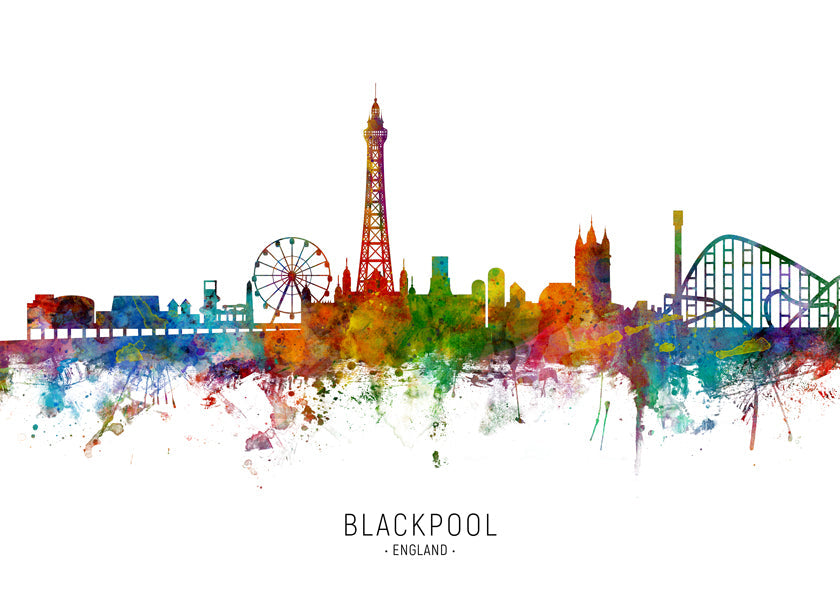 Plakat Blackpool akwarela wielokolorowy
