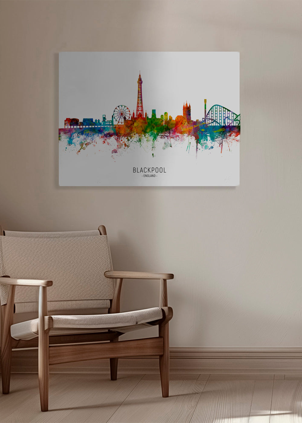 Plakat Blackpool akwarela wielokolorowy