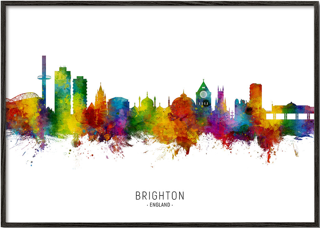 Plakat podróżniczy Brighton skyline akwarela kolorowa