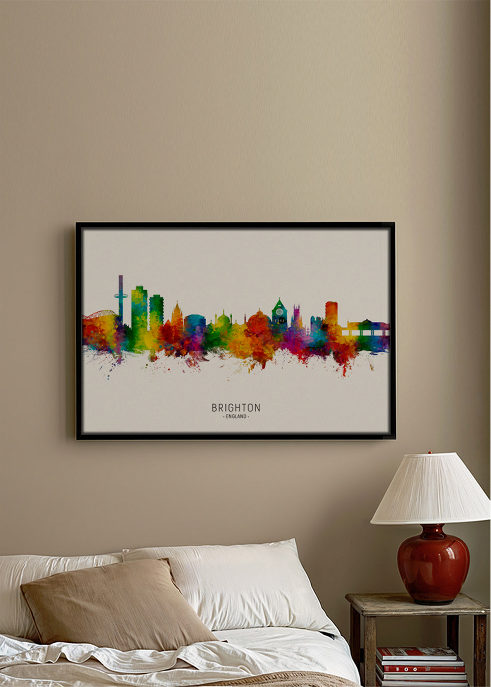Plakat podróżniczy Brighton skyline akwarela kolorowa