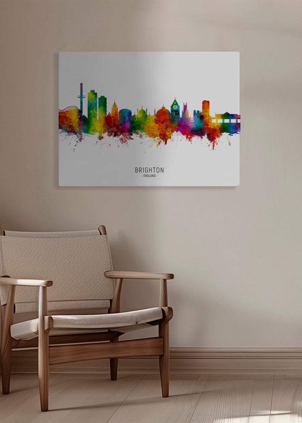 Plakat podróżniczy Brighton skyline akwarela kolorowa