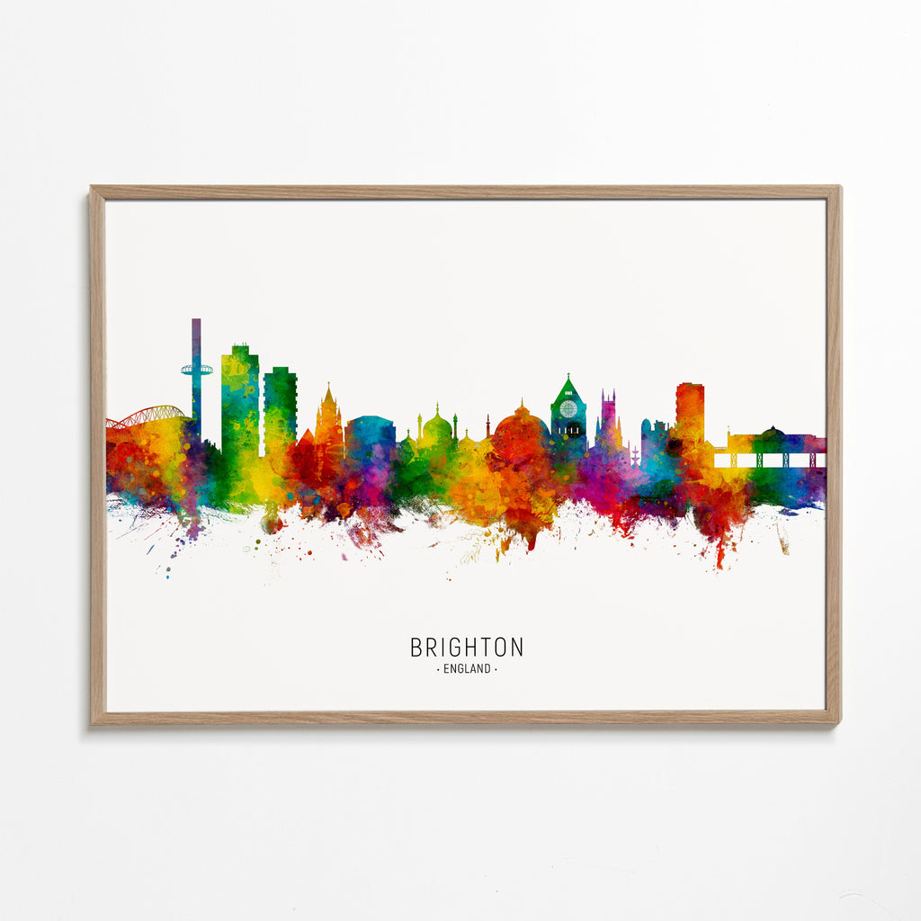Plakat podróżniczy Brighton skyline akwarela kolorowa