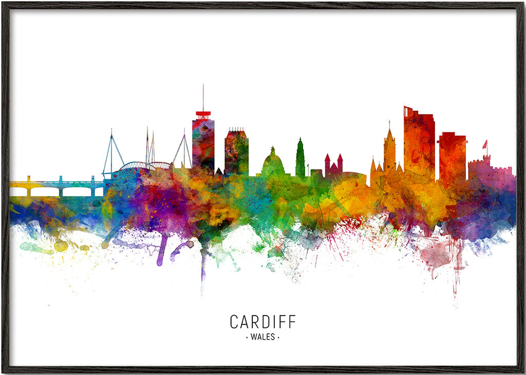Plakat miasta Cardiff akwarela multikolor