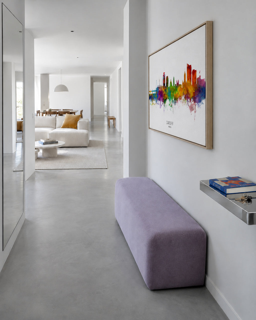 Cardiff Skyline multicolor - Framed canvas in an interior
