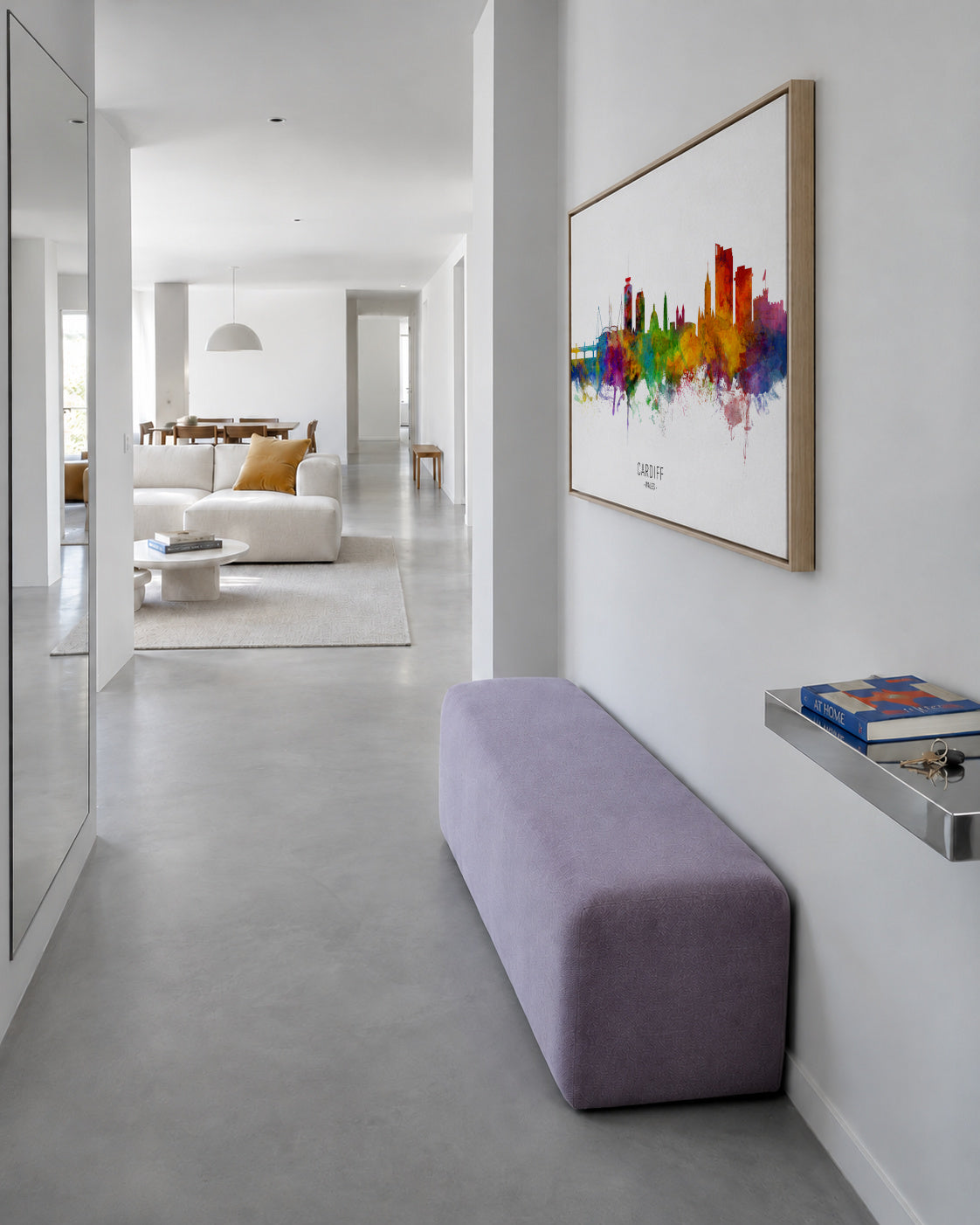 Cardiff Skyline multicolor - Framed canvas in an interior