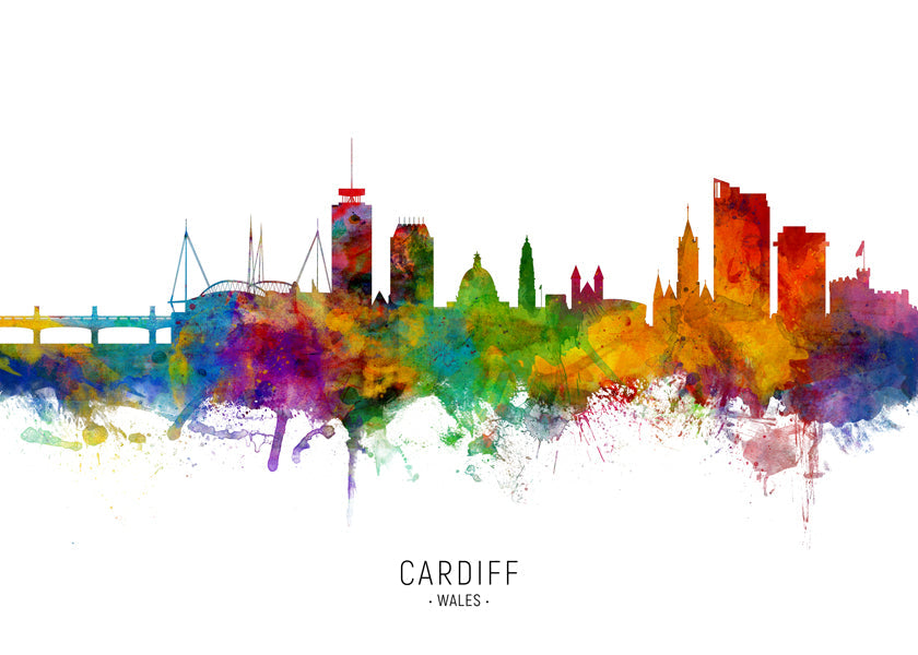 Plakat miasta Cardiff akwarela multikolor
