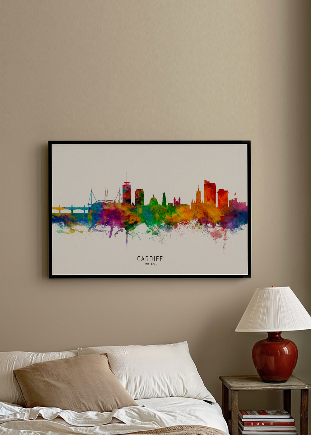 Plakat miasta Cardiff akwarela multikolor
