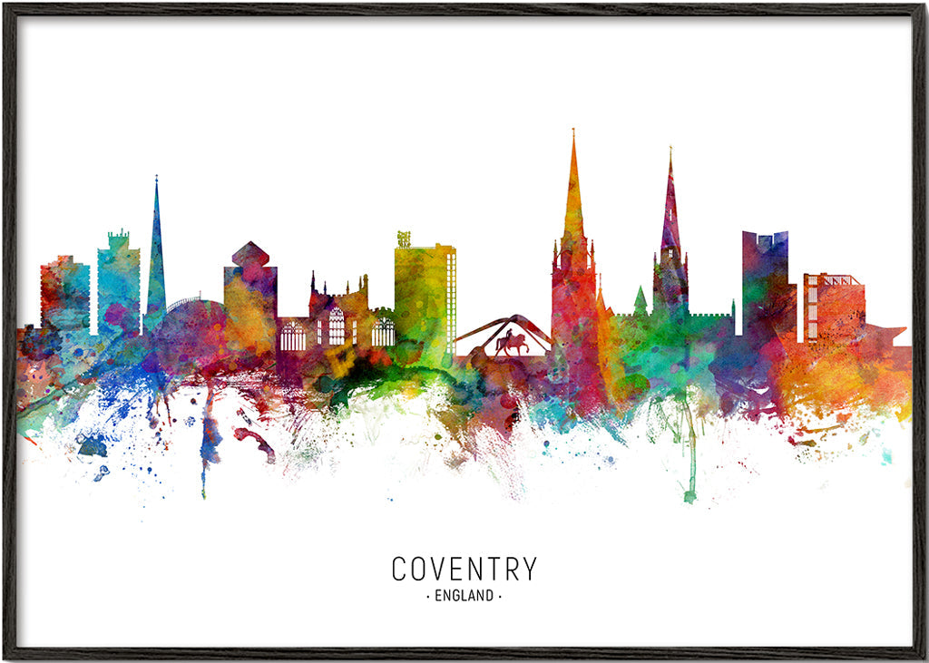 Plakat podróżniczy Coventry akwarelowy skyline