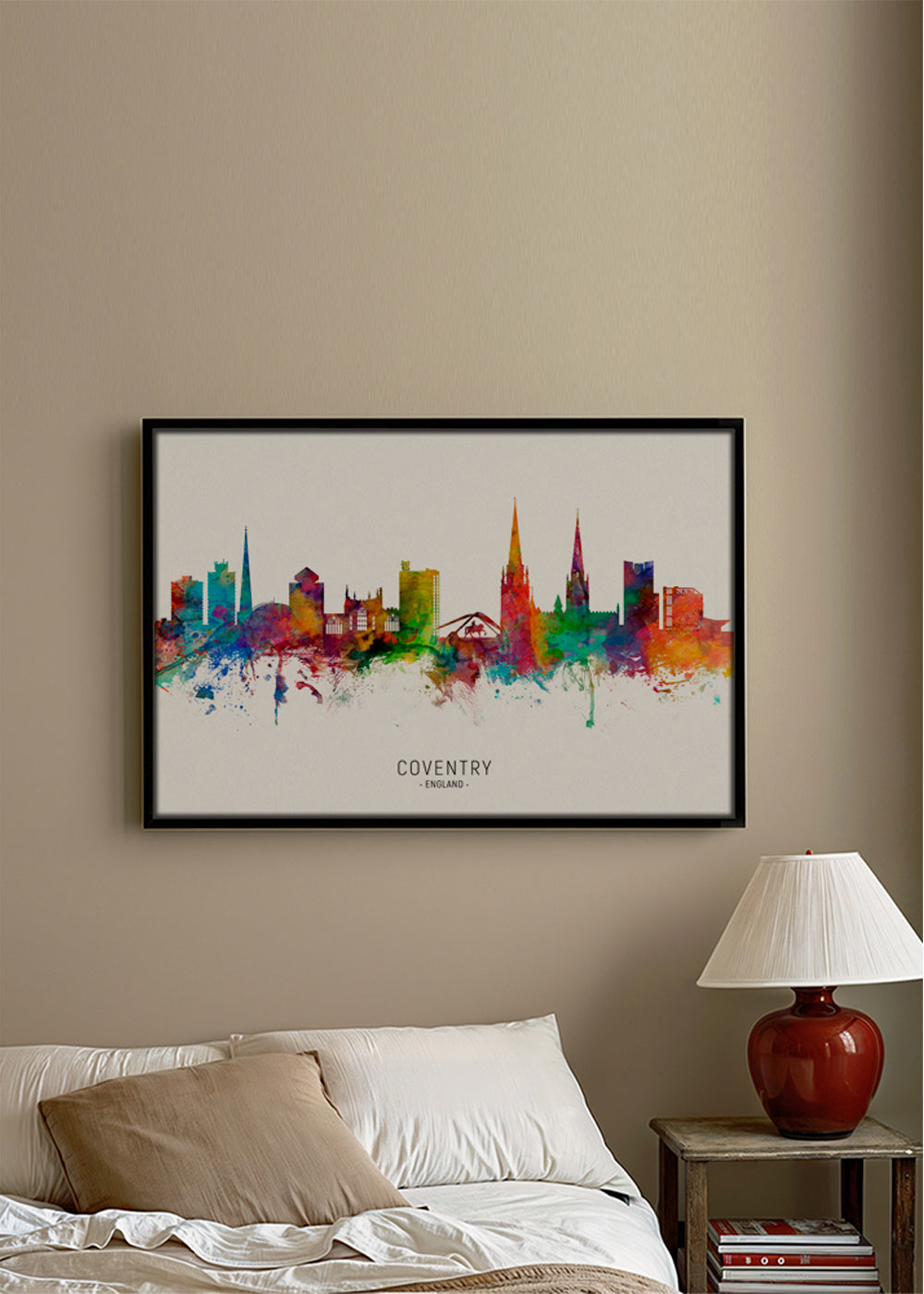 Plakat podróżniczy Coventry akwarelowy skyline