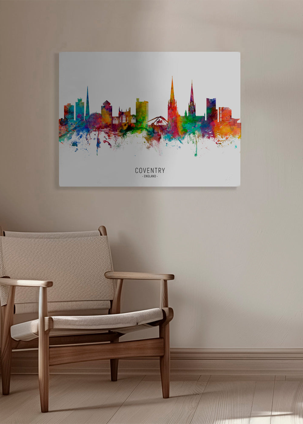 Plakat podróżniczy Coventry akwarelowy skyline