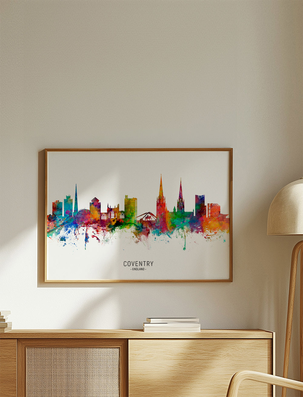 Plakat podróżniczy Coventry akwarelowy skyline