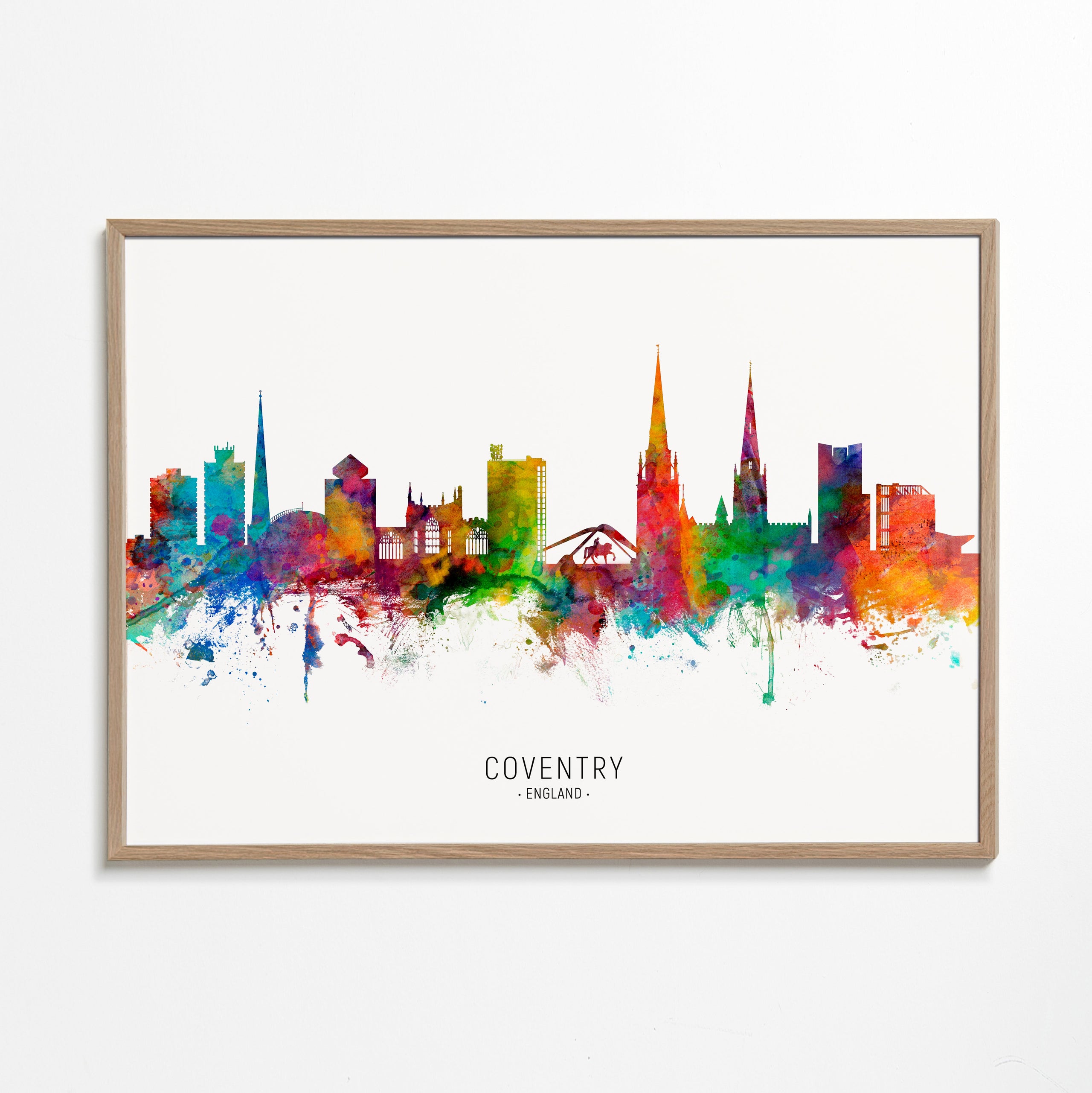 Plakat podróżniczy Coventry akwarelowy skyline