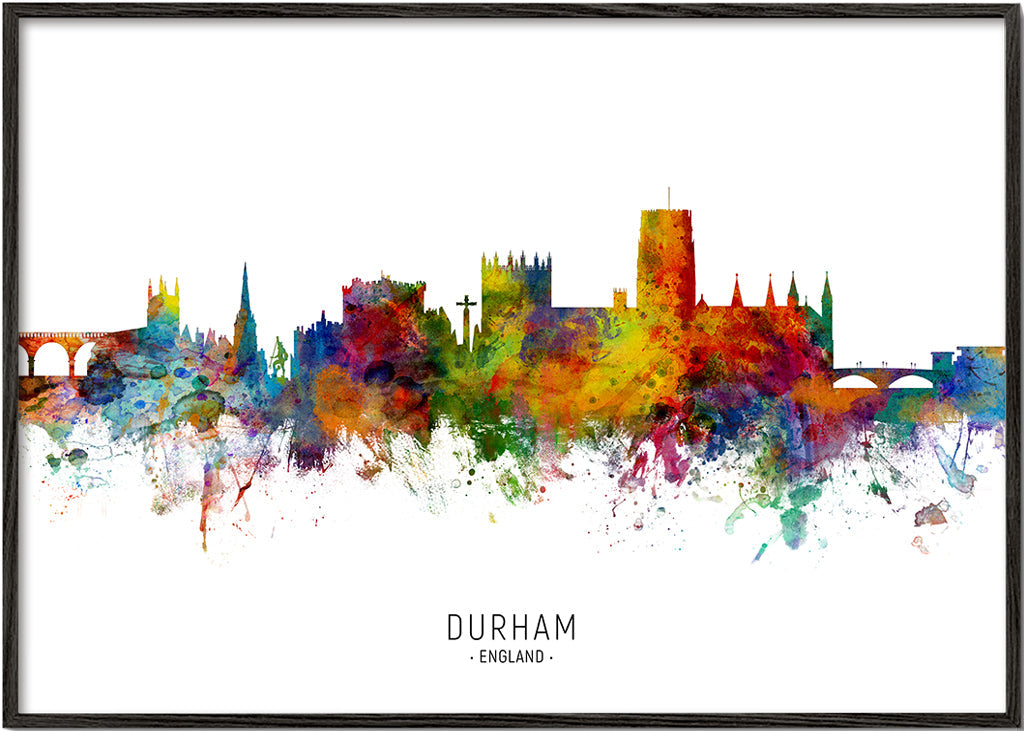 Plakat miejski Durham akwarela kolorowa