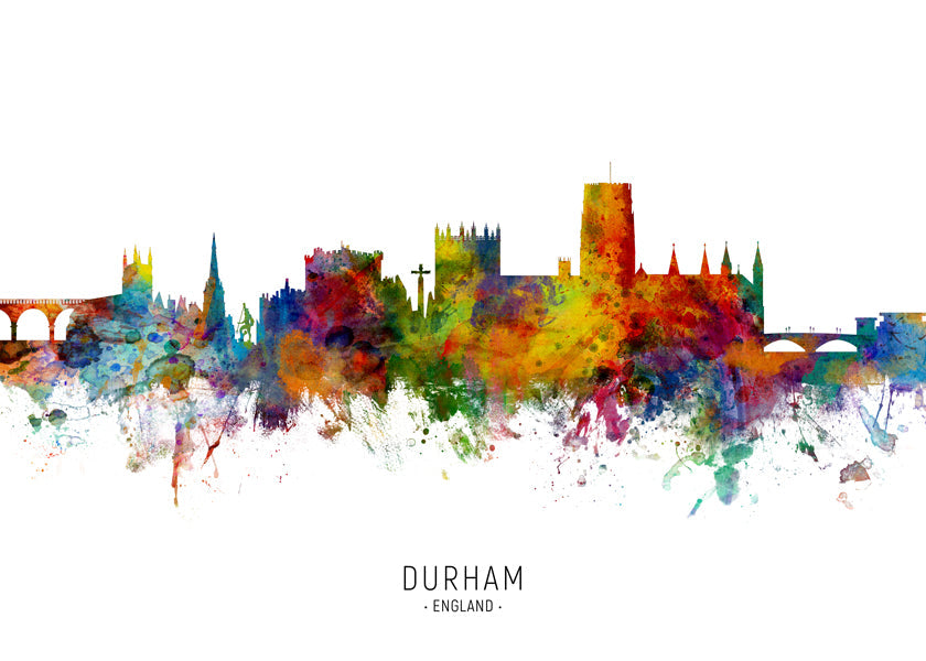 Plakat miejski Durham akwarela kolorowa