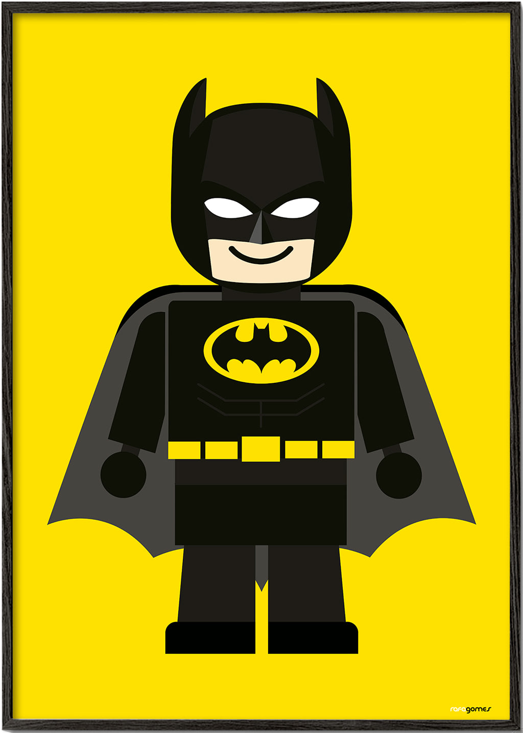 Plakat dla dzieci Batman zabawka na żółtym tle