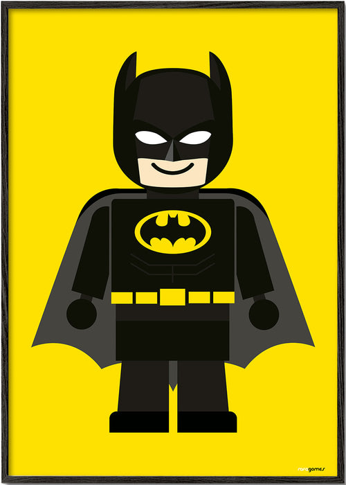 Plakat dla dzieci Batman zabawka na żółtym tle